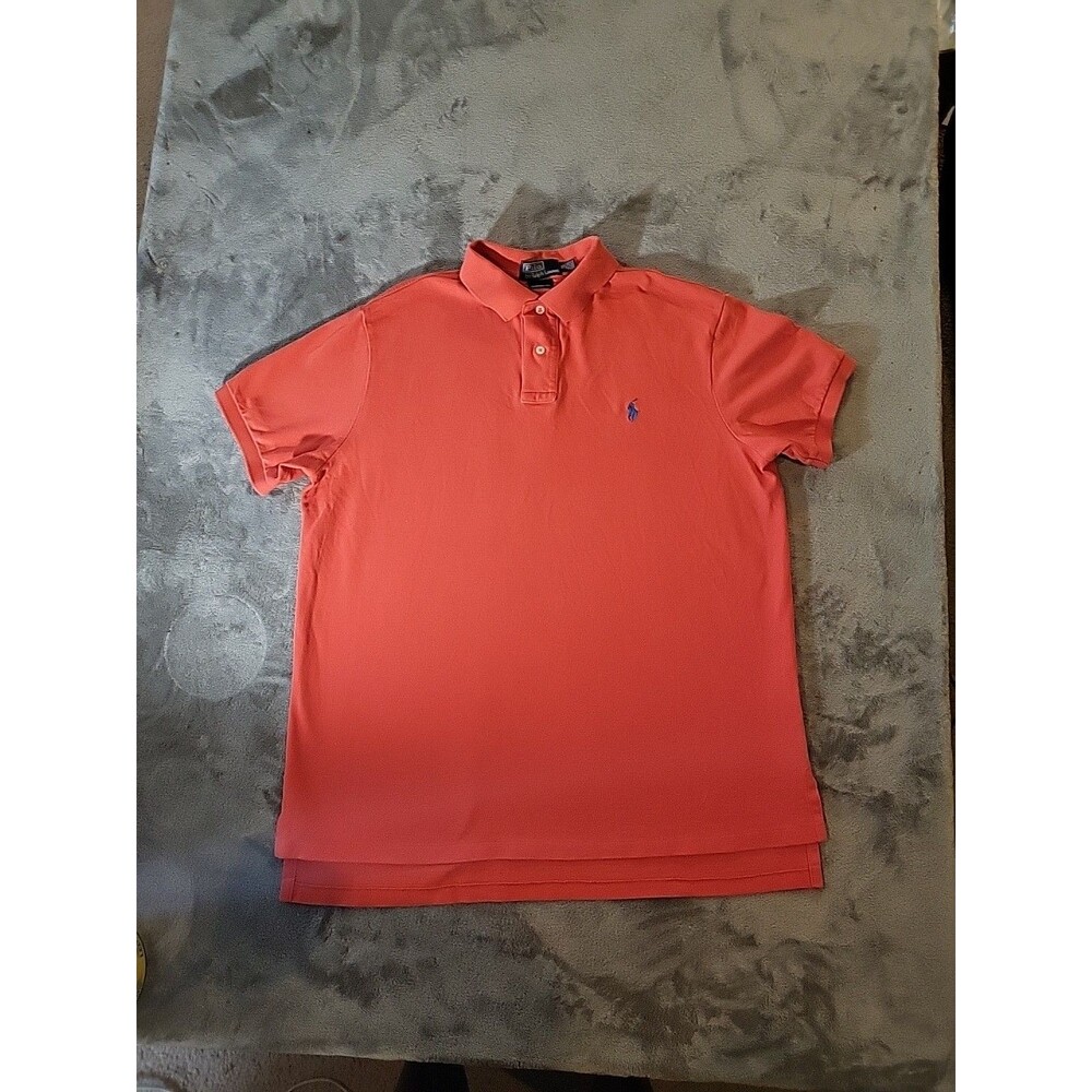 Polo Ralph Lauren Polo Shirt Men's Size XL Orange Blue Pony Short Sleeve